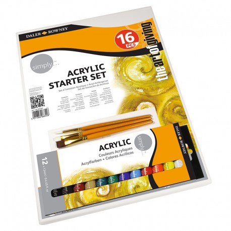 DALER ROWNEY SIMPLY ACRYLIC STARTER SET 16 PEZZI - La vetrinetta Scarantino